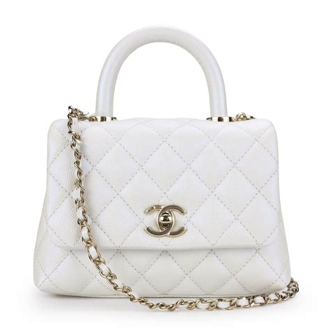 chanel mini coco handle price 2021|white iridescent Chanel coco handle.